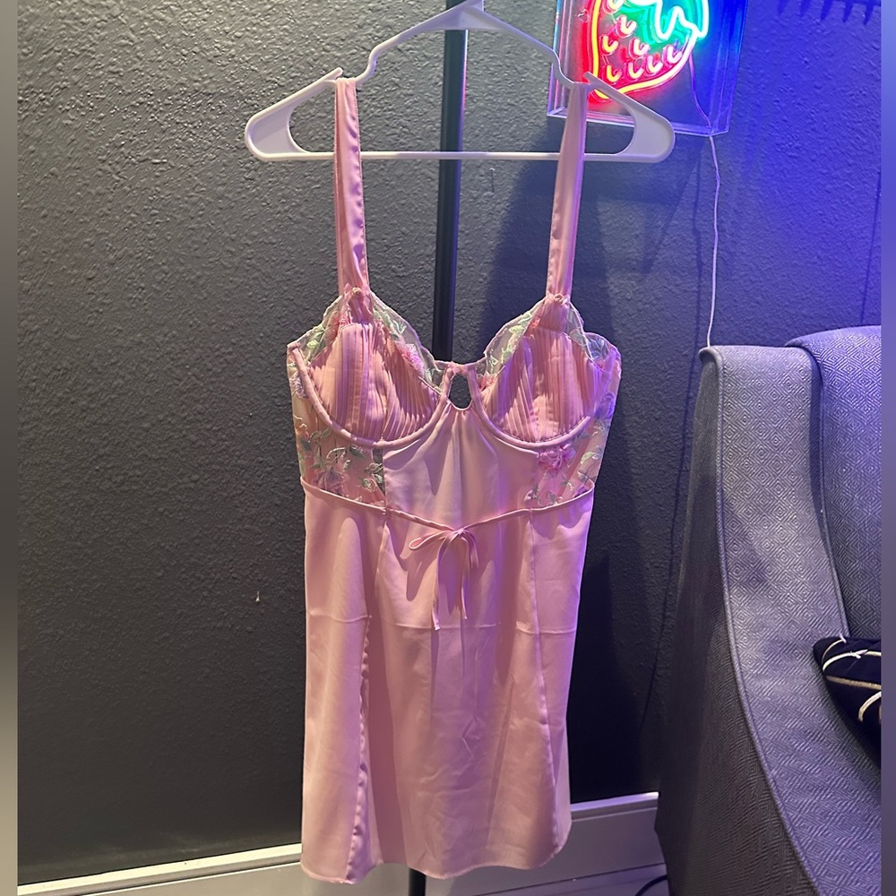 For Love and Lemons Pink Floral Bustier Mini Dress size L
